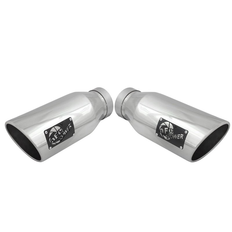 aFe MACH Force-XP 304 SS Single Wall Polished Exhaust Tip Pair 4in Inlet x 6in Outlet x 15in L