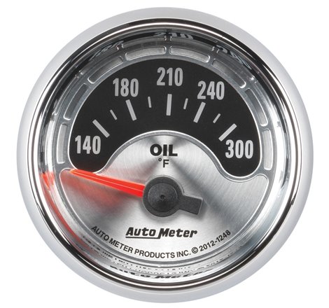 Autometer American Muscle 2-1/16in Short Sweep Electric 140-300 Deg F Oil Temp Gauge