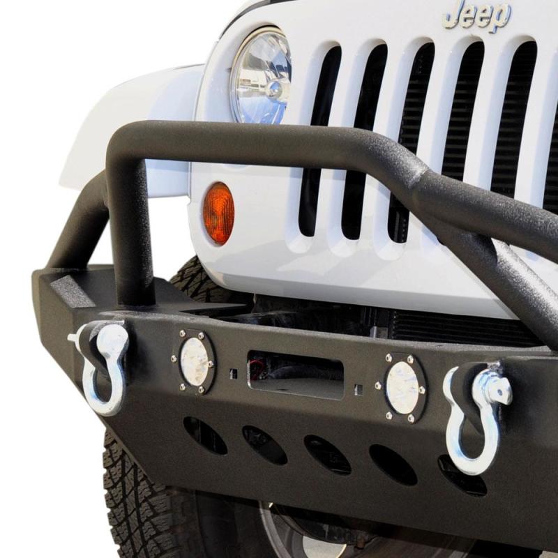 DV8 Offroad 07-18 Jeep Wrangler JK/JL FS-8 Mid Length Steel Front Bumper w/ LED Lights