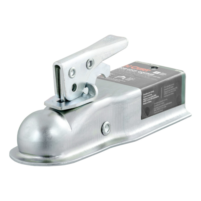 Curt 1-7/8in Straight-Tongue Coupler w/Posi-Lock (2-1/2in Channel 2000lbs Zinc)