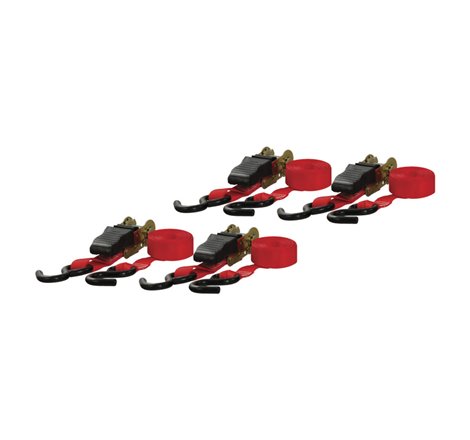 Curt 16ft Red Cargo Straps w/S-Hooks (500lbs 4-Pack)