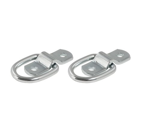 Curt 1in x 1-1/4in Surface-Mounted Tie-Down D-Rings (1200lbs Clear Zinc 2-Pack)