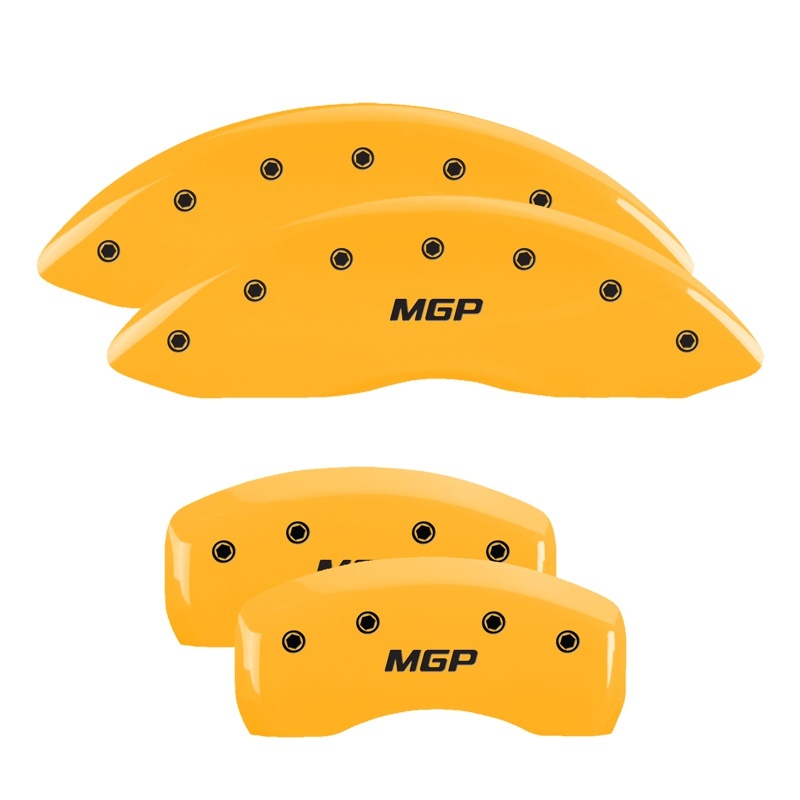 MGP 4 Caliper Covers Engraved Front & Rear MGP Yellow Finish Black Char 2002 Ford Crown Victoria