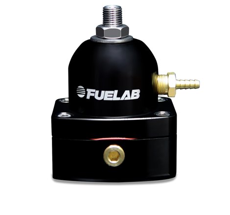Fuelab 525 Carb Adjustable FPR In-Line Large Seat 1-3 PSI (1) -6AN In (1) -6AN Return - Black