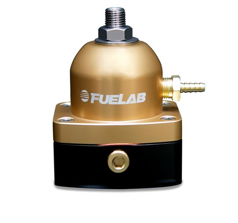 Fuelab 545 EFI Adjustable Mini FPR In-Line 25-90 PSI (1) -6AN In (1) -6AN Return - Gold