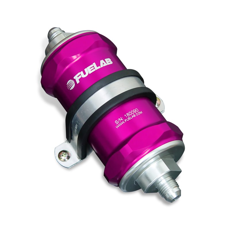Fuelab 818 In-Line Fuel Filter Standard -12AN In/Out 100 Micron Stainless - Purple