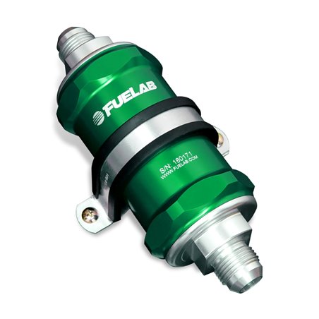 Fuelab 818 In-Line Fuel Filter Standard -12AN In/Out 100 Micron Stainless - Green
