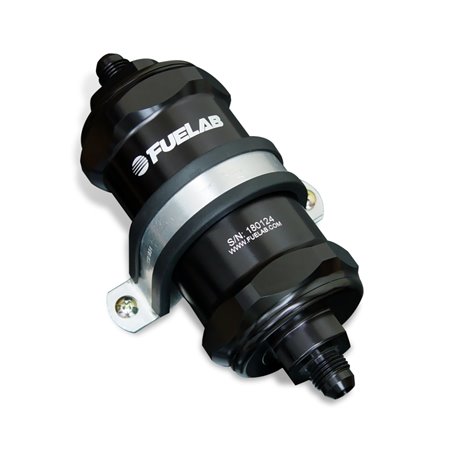 Fuelab 818 In-Line Fuel Filter Standard -6AN In/Out 6 Micron Fiberglass - Black