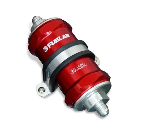 Fuelab 818 In-Line Fuel Filter Standard -10AN In/Out 6 Micron Fiberglass - Red