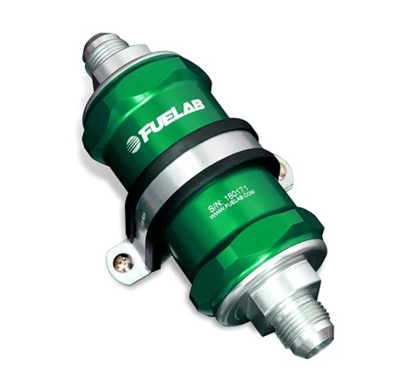 Fuelab 818 In-Line Fuel Filter Standard -10AN In/Out 6 Micron Fiberglass - Green