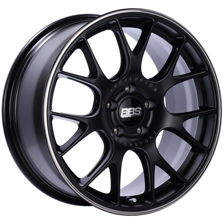 BBS CH-R 18x9 5x120 ET44 Satin Black Polished Rim Protector Wheel -82mm PFS/Clip Required