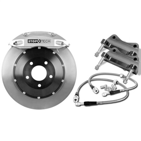 StopTech 08-10 Audi S5 Front BBK w/ Red ST-60 Calipers Slotted Zinc Coated 380x32mm Rotors Pads