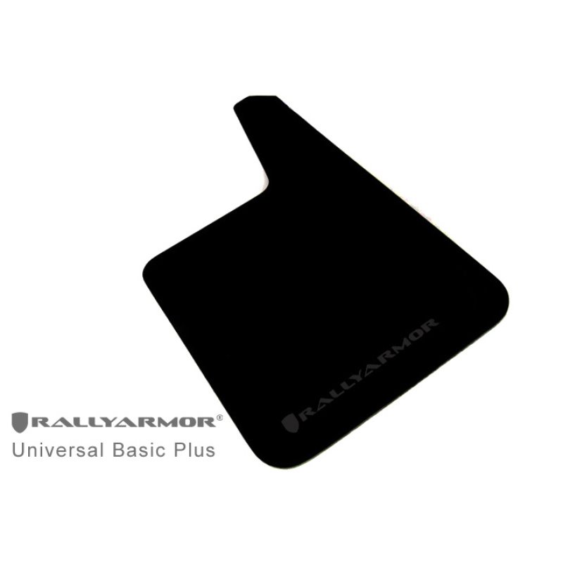 Rally Armor Universal Fit (No Hardware) Basic Plus Black Mud Flap w/ Black Logo