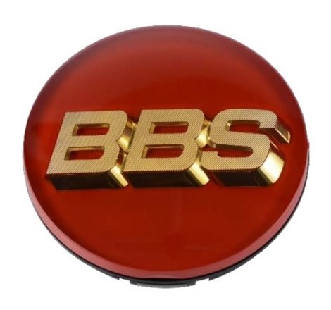 BBS Center Cap - 70mm Red w/ Gold 3D Logo (4-tab)
