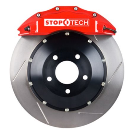 StopTech 08-10 Audi S5 Front BBK w/ Red ST-60 Calipers Slotted 380x32mm Rotors Pads Lines
