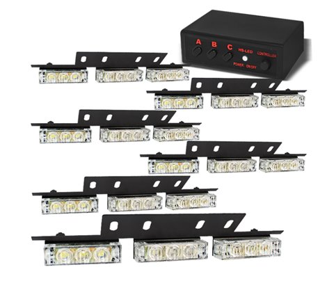 Xtune LED Strobe Lights 18 pcs 54 LEDs w/Control Box White ACC-LED-STL54-W
