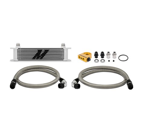 Mishimoto Universal Thermostatic 10 Row Oil Cooler Kit - Silver