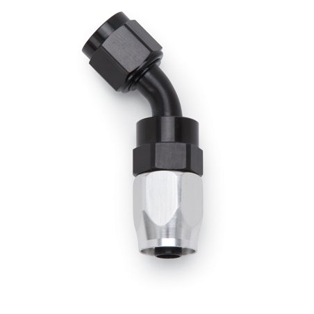 Russell Performance -6 AN Black/Silver 45 Degree Full Flow Swivel Hose End