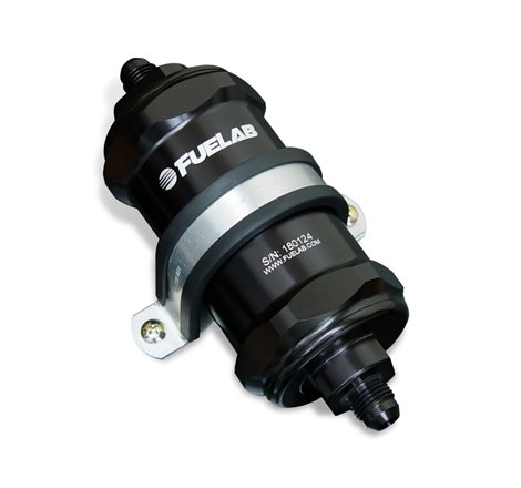 Fuelab 848 In-Line Fuel Filter Standard -6AN In/Out 10 Micron Fabric w/Check Valve - Black