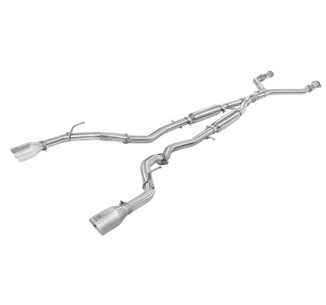 aFe POWER Takeda 2.5in 304 SS CB Exhaust w/ Polished Tips 17-19 Infiniti Q60 V6-3.0L (tt)