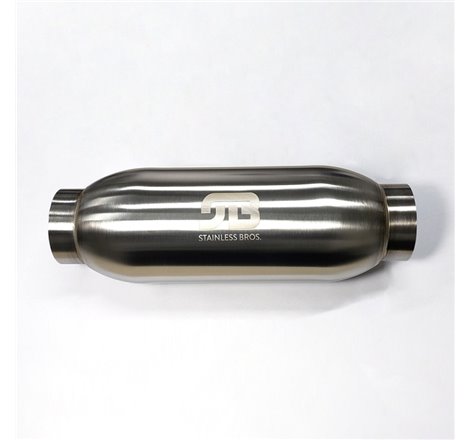 Stainless Bros 4in Body x 12.0in Length 3in Inlet/Outlet Bullet Resonator