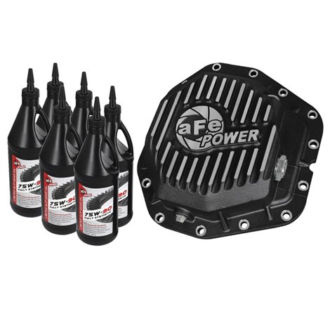 aFe Power Rear Diff Cover Black w/Machined Fins 17-19 Ford 6.7L (td) Dana M300-14 (Dually) w/ Oil