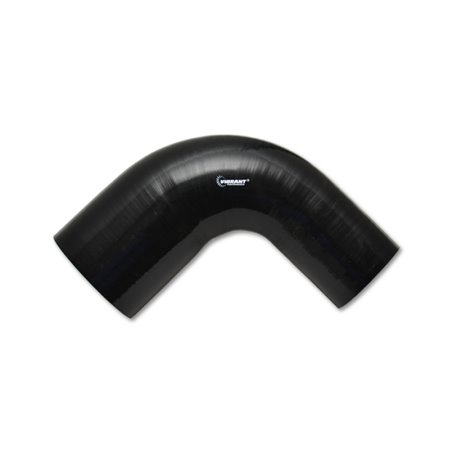 Vibrant 2.25in ID x 2.5in ID x 4in Long Gloss Black Silicone 90 Degree Transition Elbow