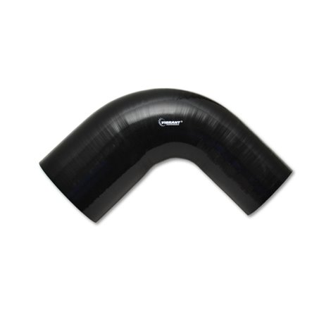 Vibrant 3.25in ID x 3.5in ID x 4in Long Gloss Black Silicone 90 Degree Transition Elbow