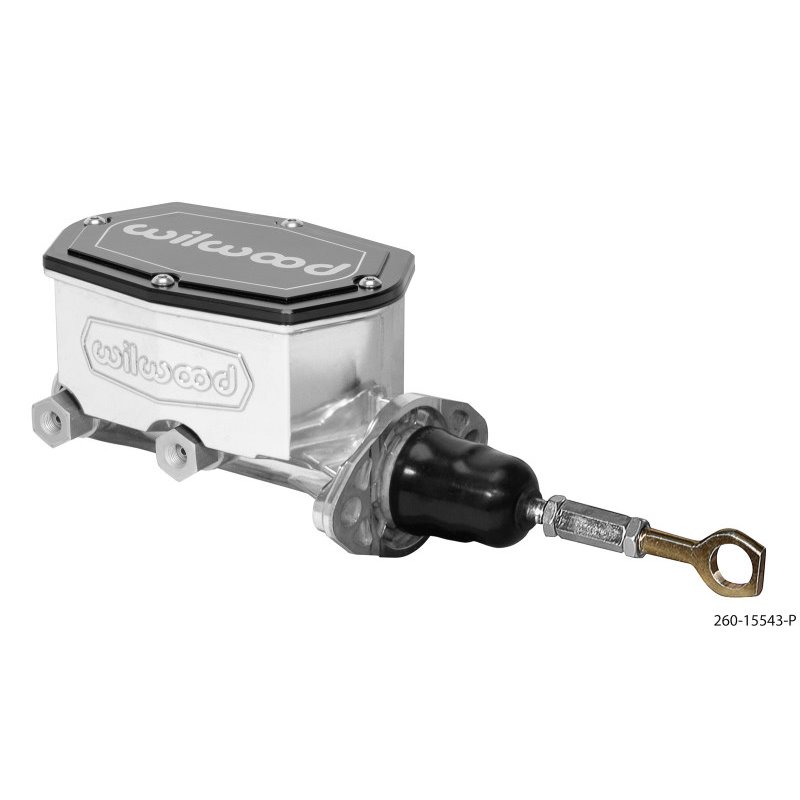 Wilwood Compact Tandem Master Cylinder - 1.12in Bore - w/Pushrod - Fits Mustang (Ball Burnished)