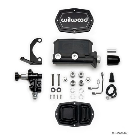 Wilwood Compact Tandem M/C - 1in Bore w/RH Bracket and Valve - Black