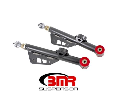 BMR 79-98 Fox Mustang On-Car Adj. Lower Control Arms Poly / Rod End Combo - Black Hammertone