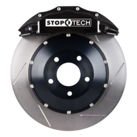 StopTech 07-08 Audi RS4 Front Big Brake Kit w/ Black ST-60 Calipers 380x32mm Slotted Rotors