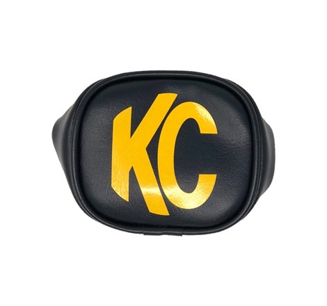 KC HiLiTES 3in. Rectangle Soft Cover (Pair) - Black w/Yellow KC Logo