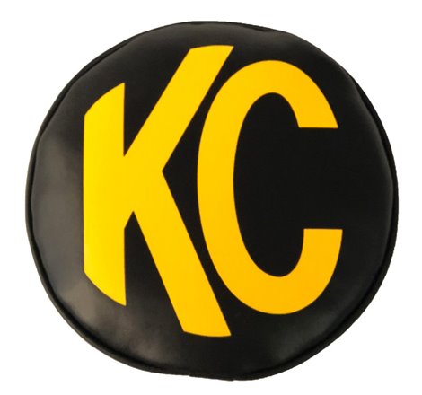 KC HiLiTES 8in. Round Soft Cover (Pair) - Black w/Yellow KC Logo