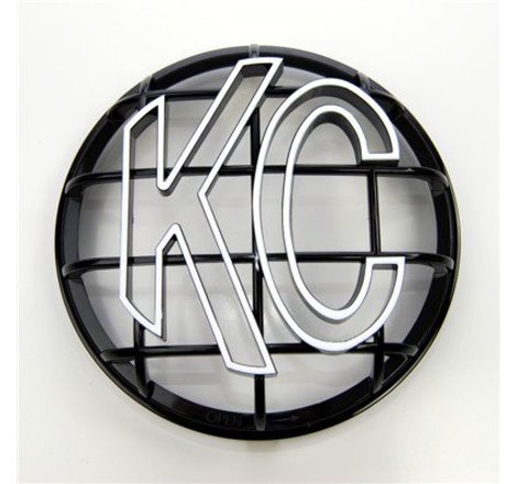 KC HiLiTES 6in. Round ABS Stone Guard for Apollo Lights (Single) - Black w/White KC Logo