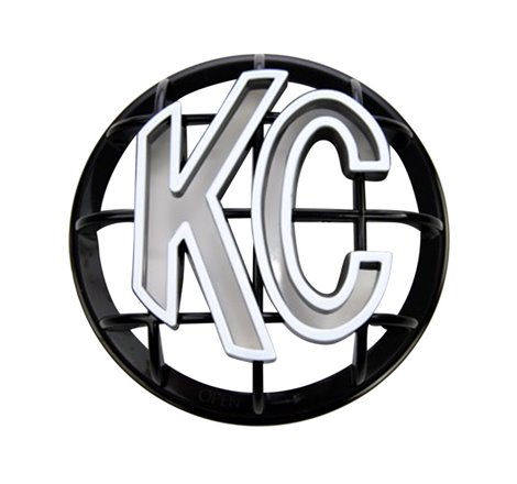 KC HiLiTES 5in. Round ABS Stone Guard for Apollo Lights (Single) - Black w/White KC Logo