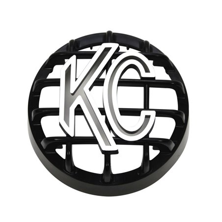 KC HiLiTES 4in. Round ABS Stone Guard for Rally 400 (Single) - Black w/White KC Logo