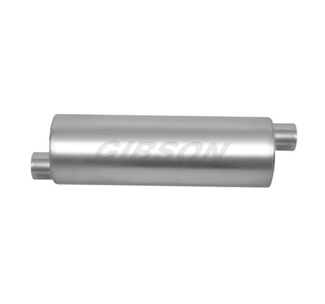 Gibson SFT Superflow Offset/Offset Round Muffler - 8x24in/3in Inlet/3in Outlet - Stainless