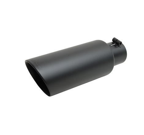 Gibson Round Dual Wall Angle-Cut Tip - 4in OD/2.5in Inlet/12in Length - Black Ceramic