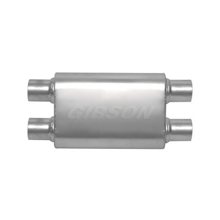 Gibson CFT Superflow Dual/Dual Oval Muffler - 4x9x18in/2.5in Inlet/2.5in Outlet - Stainless