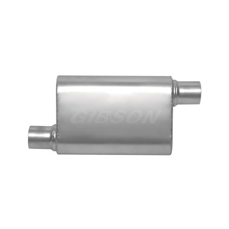 Gibson CFT Superflow Offset/Offset Oval Muffler - 4x9x13in/2.5in Inlet/2.5in Outlet - Stainless