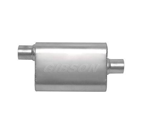 Gibson CFT Superflow Offset/Center Oval Muffler - 4x9x13in/2in Inlet/2.25in Outlet - Stainless