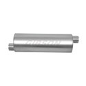 Gibson SFT Superflow Offset/Offset Round Muffler - 6x19in/2.5in Inlet/2.5in Outlet - Stainless