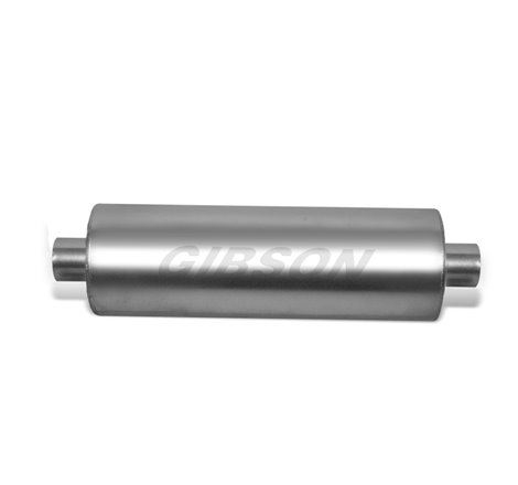 Gibson SFT Superflow Center/Center Round Muffler - 8x24in/3.5in Inlet/3.5in Outlet - Stainless