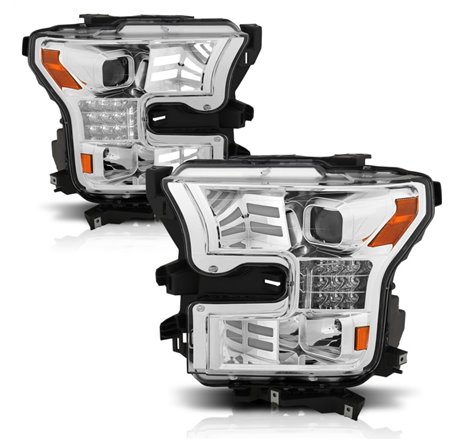 ANZO 15-17 Ford F-150 Proj Headlights w/ Plank Style Design Chrome w/ Amber Sequential Turn Signal