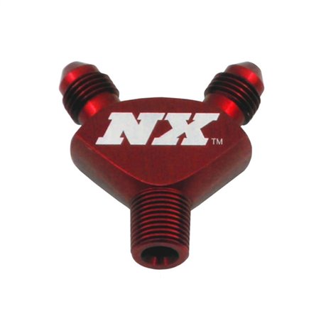 Nitrous Express 1/8NPT x 3AN x 3AN Billet Pure-Flo Y Fitting - Red