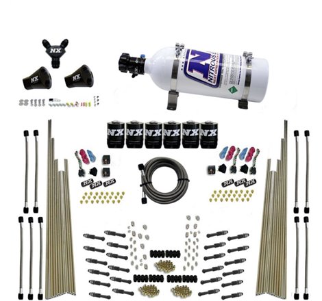 Nitrous Express 8 Cyl Dry Direct Port Three Stage 6 Solenoids Nitrous Kit (200-600HP) w/5lb Bottle