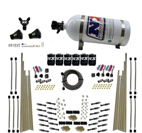 Nitrous Express 8 Cyl Dry Direct Port Three Stage 6 Solenoids Nitrous Kit (200-600HP) w/10lb Bottle