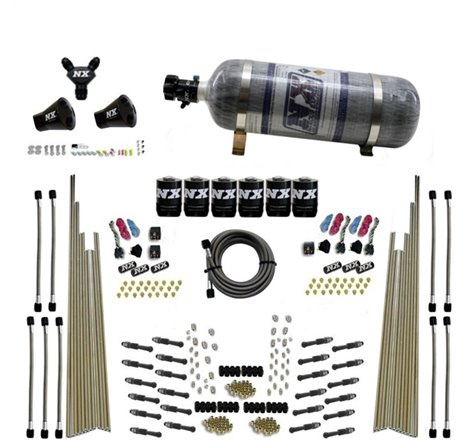 Nitrous Express 8 Cyl Dry Direct Port Three Stage 6 Solenoids Nitrous Kit (200-600HP) w/Comp Bottle