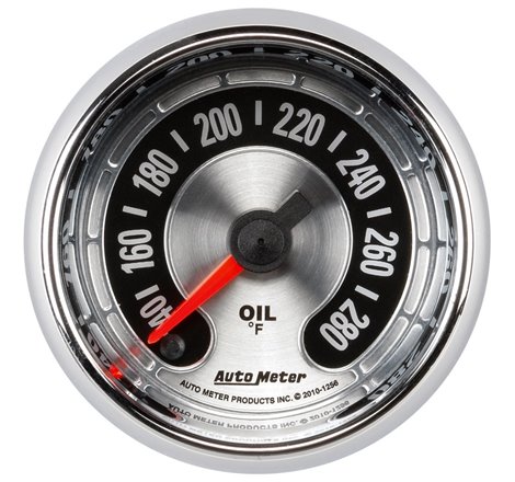 Autometer American Muscle 2-1/16in Full Sweep Electric Digital Stepper 140-280 Deg F Oil Temp Gauge